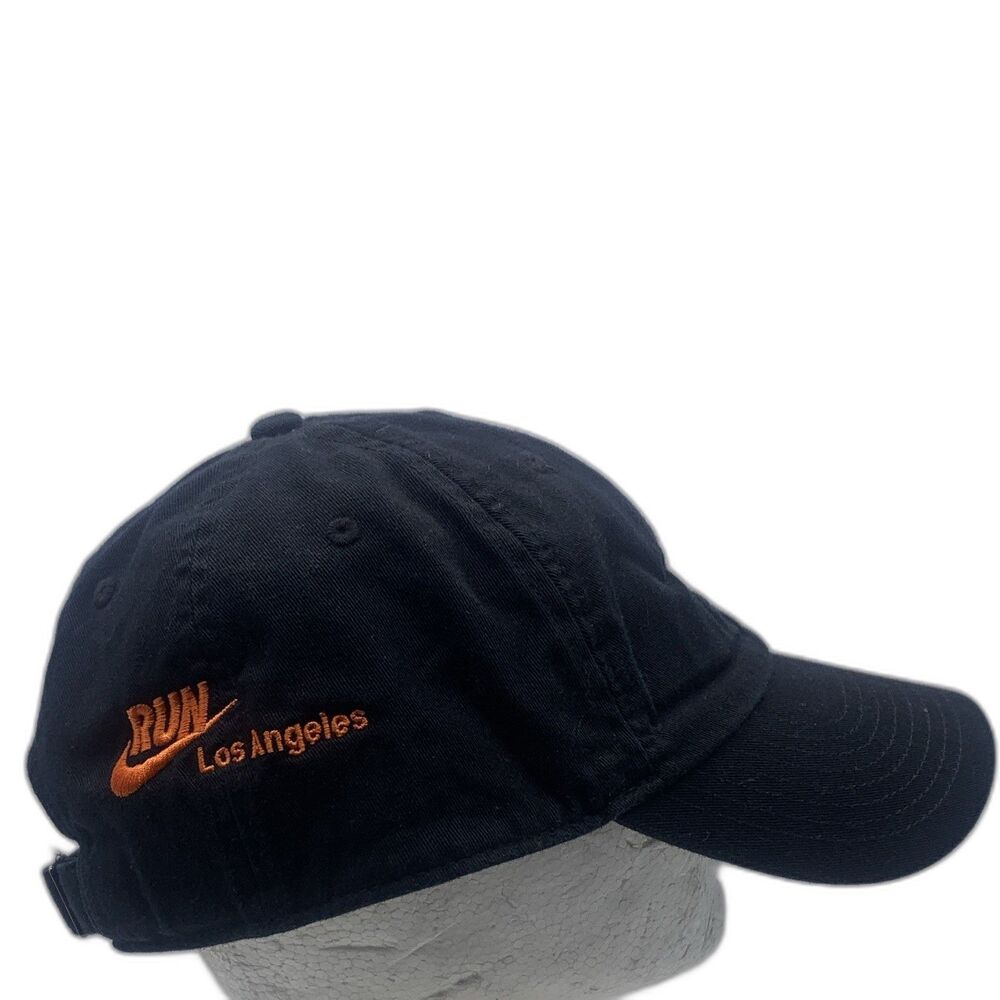 Nike Club Cap Black/Orange "Run Los Angeles" Embroidered Adjustable L/XL